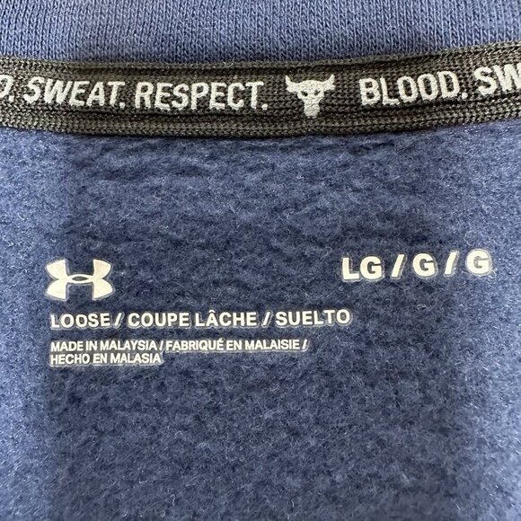 Under Armour Project Rock Sweatshirt Size L Blue Crew Neck Charge Cotton - Picture 6 of 8